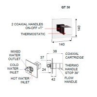 REMER Qubika QT30 + 332RES Гигиенический душ - комплект с термостатом (хром)