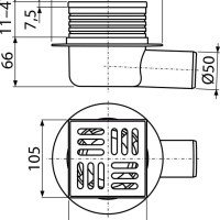 AlcaPlast APV26 Душевой трап | комплект с дизайн-решёткой 105*105 мм (нержавеющая сталь)