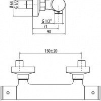 Термостатический смеситель для душа TS22522C0cr Termostatici GATTONI