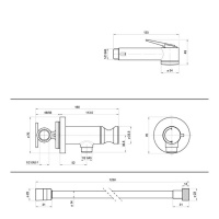 Bossini Paloma Flat E37015.070 Гигиенический душ - комплект с прогрессивным смесителем (никель полированный)