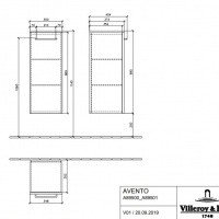 Villeroy Boch Avento A89501B1 Шкаф для ванной комнаты, петли справа (серое стекло).