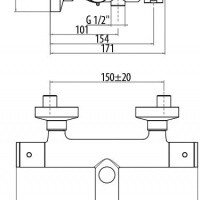 Термостатический смеситель для ванны TS210/22C0cr Termostatici GATTONI