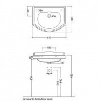 Kerasan Retro 103301*1/DX - Мини раковина 41 * 30 см (отверстие для смесителя справа)