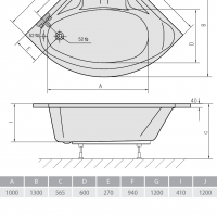 Акриловая ванна ALPEN Nila 120 10111, гарантия 10 лет, угловая форма, объём 200 литров, цвет - euro white (европейский белый)