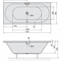 Акриловая ванна ALPEN Viva B 175 88119, гарантия 10 лет, прямоугольная форма, объём 245 литров, цвет - euro white (европейский белый)