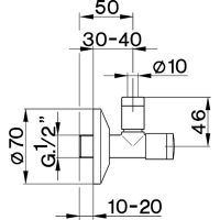 Cisal ZA00290021 Угловой вентиль для подключения смесителя 1/2" (хром)