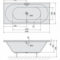 Акриловая ванна ALPEN Viva B 185 71968, гарантия 10 лет, прямоугольная форма, объём 267 литров, цвет - euro white (европейский белый)