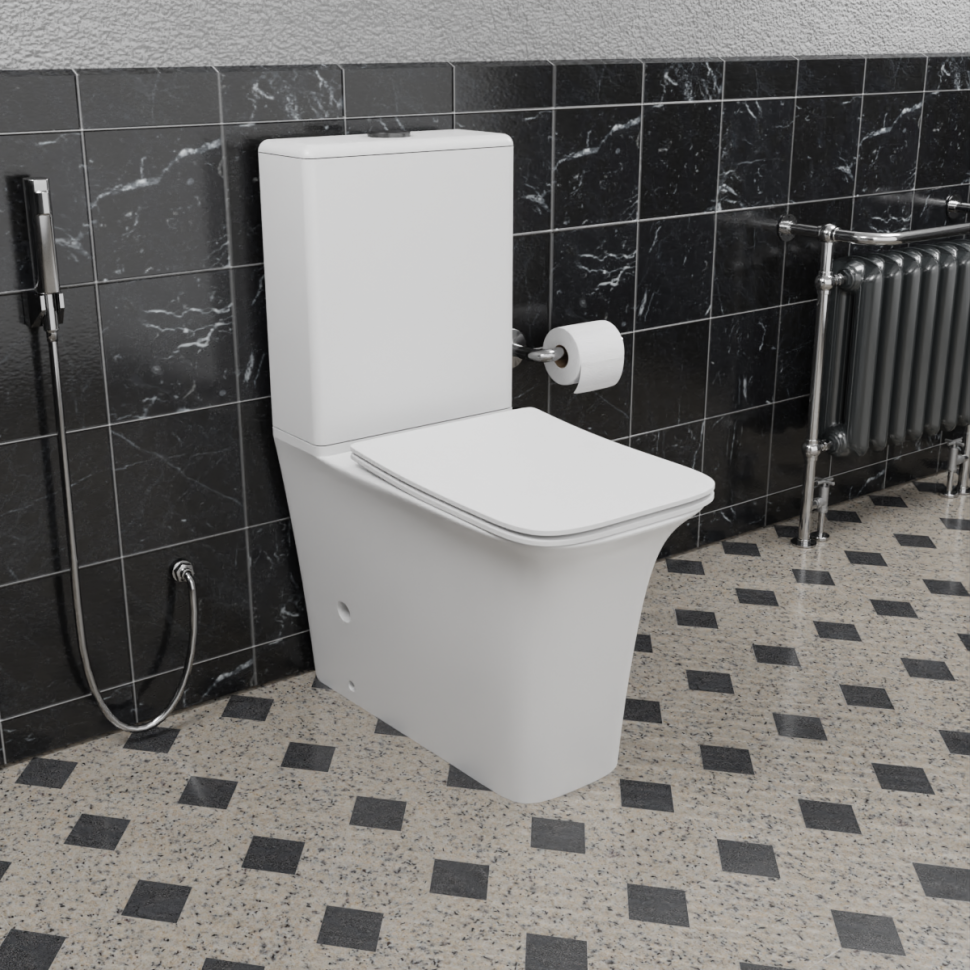 CeramaLux 1222A Унитаз компакт безободковый с крышкой микролифт (белый ...