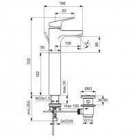 Высокий смеситель для раковины B8595AA Ideal Standard SLIMLINE II