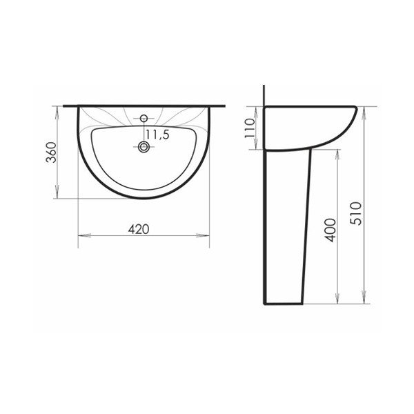 Comforty 0991W+ Детский комплект: раковина на пьедестале со смесителем ...