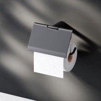 AM.PM X-Joy A84341422 Держатель для туалетной бумаги с крышкой (чёрный матовый)
