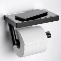 Keuco Reva 12873 379000 Держатель для туалетной бумаги с полочкой (чёрный матовый)