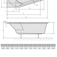 Акриловая ванна ALPEN Projekta 160 L 20111, гарантия 10 лет, асимметричная форма, объём 185 литров, цвет - euro white (европейский белый)