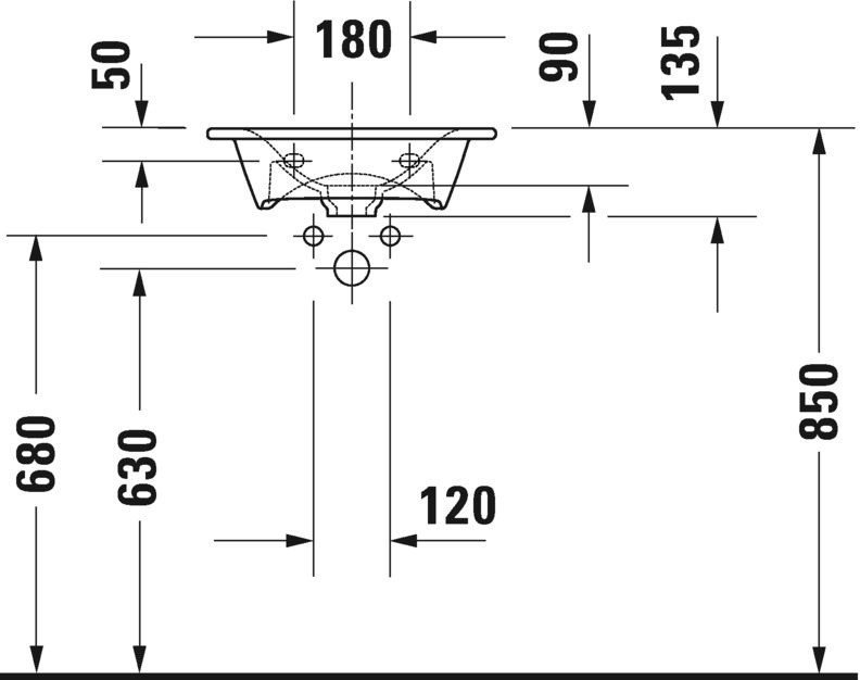 Duravit Viu 0733450041 Раковина подвесная 45 см, в магазине сантехники ...