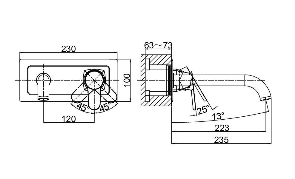 D&K Rhein.Marx DA1394401 Смеситель для раковины настенный, купить в ...