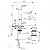 A6557AA Ideal Standard Tesi Смеситель для раковины с донным клапаном (хром)