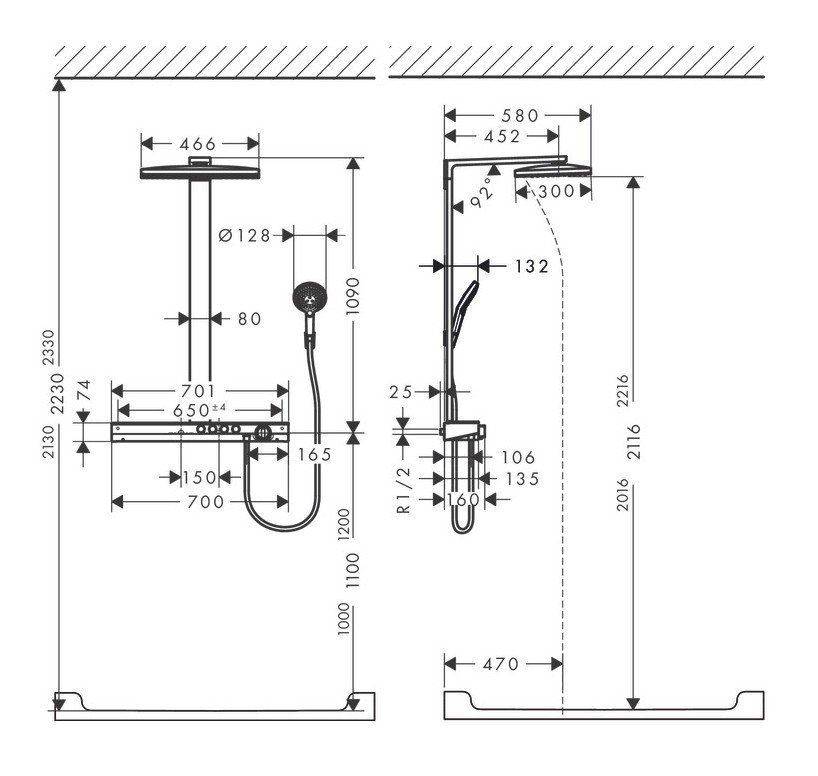 Душевая система с термостатом 27109400 Hansgrohe Rainmaker Select (белый, хром),