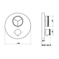 Almar Core Push Round E176633.HB Термостат для ванны на 3 потребителя | внешняя часть (латунь шлифованная)