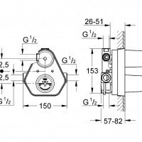 grohe 34212 000 Термостатический смеситель (термостат) для ванны, механизм для внутристенного монтажа без комплекта верхней монтажной части