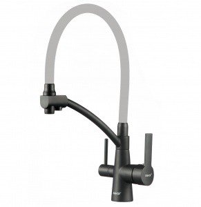 Savol S-L1805H-04 Высокий смеситель для кухни с функцией подачи питьевой воды (чёрный матовый | серый)