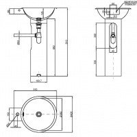 NOFER 13063.S Раковина с пьедесталом 426*510 мм (шлифованная нержавеющая сталь)