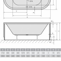 Акриловая ванна ALPEN Viva OW 185 72200, гарантия 10 лет, овальная форма, объём 267 литров, цвет - euro white (европейский белый)