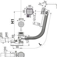 AlcaPlast A566-273133-57 Слив-перелив с наливом для гидромассажной ванны - автоматический (хром)