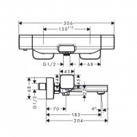 Hansgrohe Ecostat E 15774000 - Термостатический смеситель для ванны (хром)