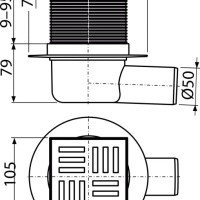 AlcaPlast APV5111 Душевой трап | комплект с дизайн-решёткой 105*105 мм (серый)