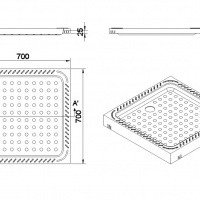 NOFER 13054.2 Душевой поодон 700*700 мм (шлифованная нержавеющая сталь)