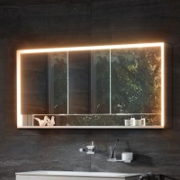 Keuco Royal Lumos 14306171304 Зеркальный шкаф с подсветкой 140*74 см (алюминий)