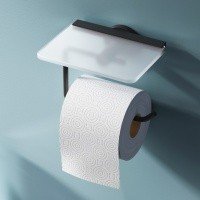 AM.PM X-Joy A85A341522 Держатель для туалетной бумаги с полочкой (чёрный матовый)