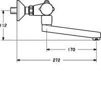 Смеситель Hansaprisma 0829 2201 Термостат для раковины, для настенного монтажа, с защитой от ожогов, расход 13 л/мин, измеряется при давлении воды 3 бар