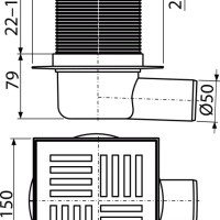 AlcaPlast APV5211 Душевой трап | комплект с дизайн-решёткой 150*150 мм (серый)