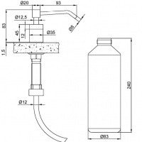 NOFER Inserts 03102.S Встраиваемый дозатор для жидкого мыла (матовая нержавеющая сталь)