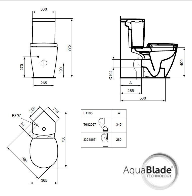 Напольный унитаз E042901 Ideal Standard CONNECT AquaBlade® (евробелый ...