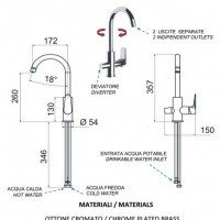REMER Energy EY79DW Высокий смеситель для кухни с функцией подачи питьевой воды (хром)