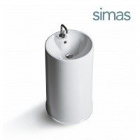 SIMAS GTE - Напольная раковина для ванной Ø 46 см | свободностоящая (белая глянцевая)
