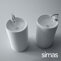 SIMAS GTE - Напольная раковина для ванной Ø 46 см | свободностоящая (белая глянцевая)