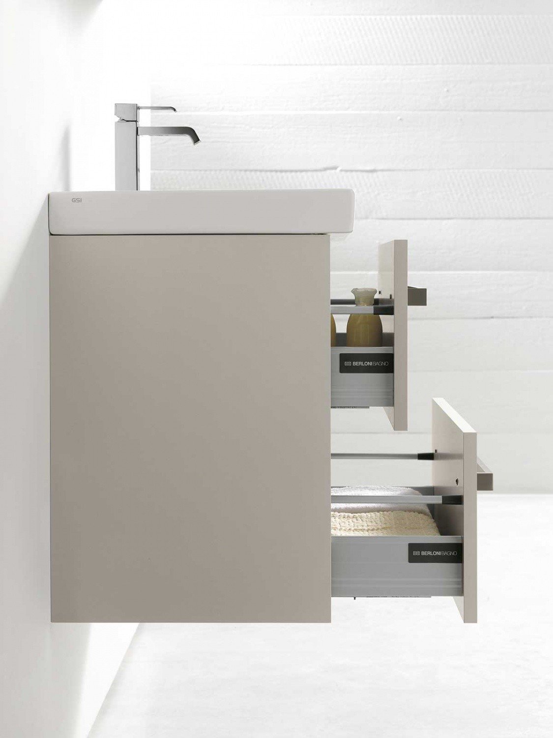 Berloni Bagno Fusion FUBS05T Тумба с керамической раковиной на 75 см, в ...