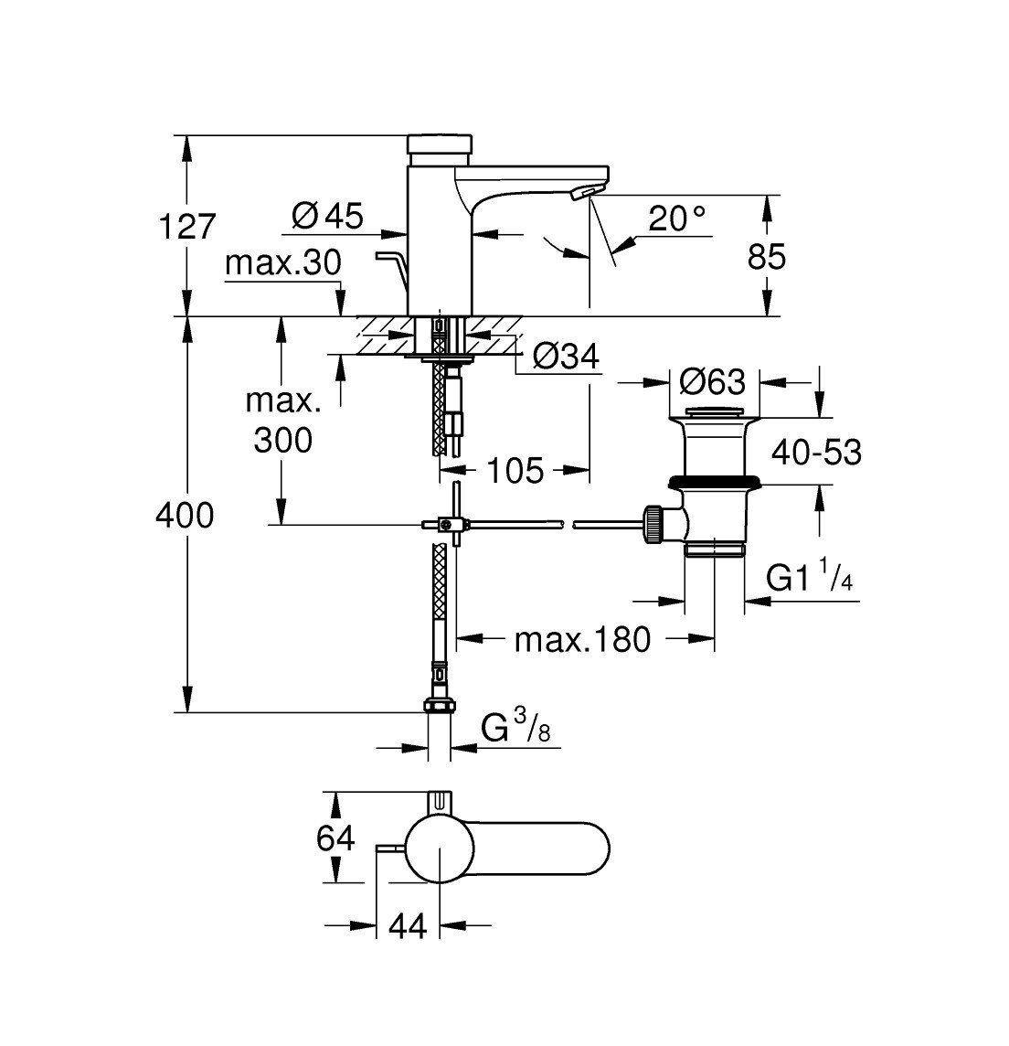 GROHE Eurosmart Cosmopolitan T 36318000 Автоматический порционный ...