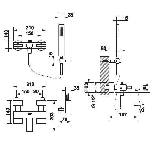 GESSI RETTANGOLO 20325031 Смеситель для ванны, цвет - Хром, в интернет ...