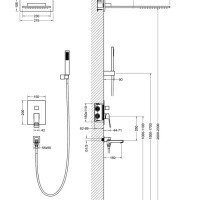 Timo Briana SX-7119/03SM Душевая система с функцией наполнения ванны - комплект со смесителем (чёрный матовый)