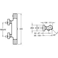Jacob Delafon METRO E24395-CP Термостатический смеситель для ванны (хром)