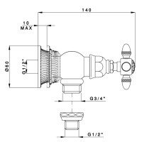 Nicolazzi Impero 1247CR36L Угловой вентиль для подключения стиральной машины ½ * ¾ (хром)