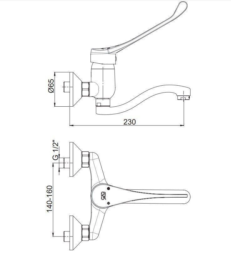 GPD MAL45 Настенный смеситель для кухни | для раковины с локтевым ...
