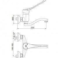 GPD MAL45 Настенный смеситель для кухни | для раковины с локтевым управлением (хром)