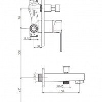 GPD Pedra MTA160 Встраиваемый смеситель для ванны (хром)