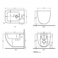 Ceramica CIELO Shui Comfort SHCOBS BA - Биде подвесное 55*37 см | с отверстием для смесителя (Basalto)