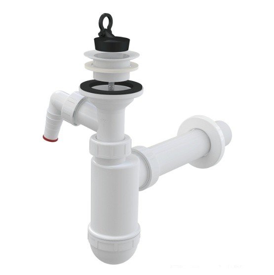 AlcaPlast A420P Сифон для раковины с выпуском (белый), в интернет ...